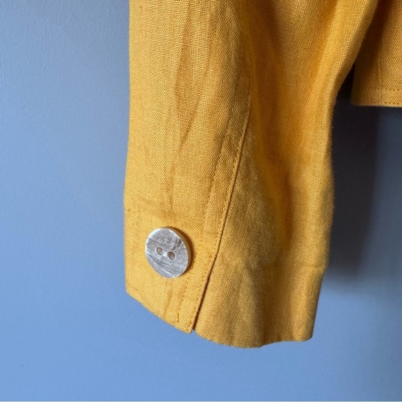 LINDA ALLARD X ELLEN TRACY MARIGOLD YELLOW LINEN BLAZER SIZE 6 - Picture 3 of 6